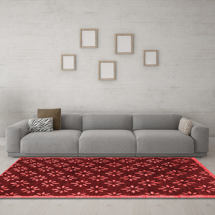 Contemporary Red Washable Rugs