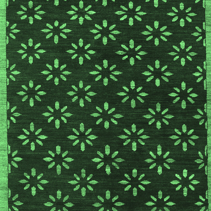 Machine Washable Abstract Emerald Green Contemporary Area Rugs, wshcon311emgrn
