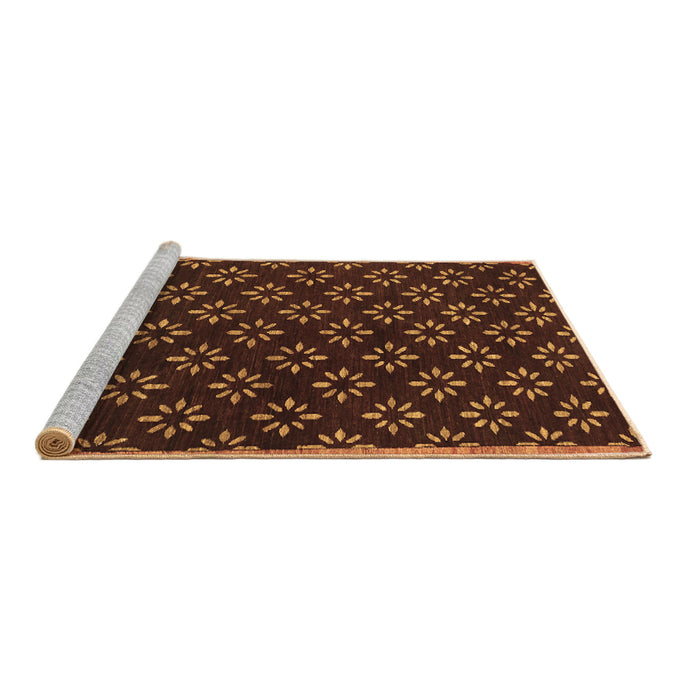 Sideview of Machine Washable Abstract Brown Contemporary Rug, wshcon311brn