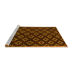 Sideview of Machine Washable Abstract Yellow Contemporary Rug, wshcon311yw