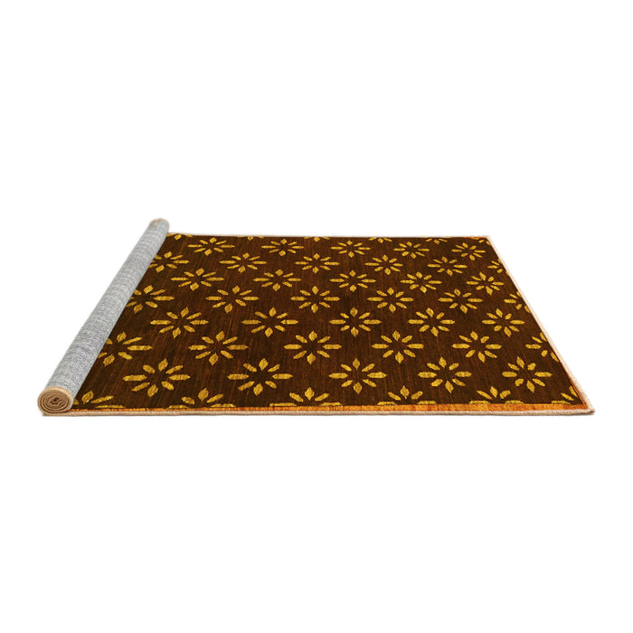 Sideview of Machine Washable Abstract Yellow Contemporary Rug, wshcon311yw