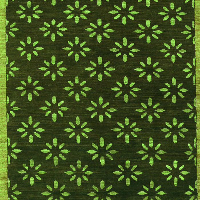 Serging Thickness of Machine Washable Abstract Green Contemporary Area Rugs, wshcon311grn