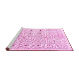 Sideview of Machine Washable Abstract Pink Contemporary Rug, wshcon312pnk