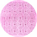 Round Machine Washable Abstract Pink Contemporary Rug, wshcon312pnk