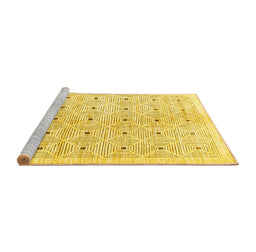 Sideview of Machine Washable Abstract Yellow Contemporary Rug, wshcon312yw