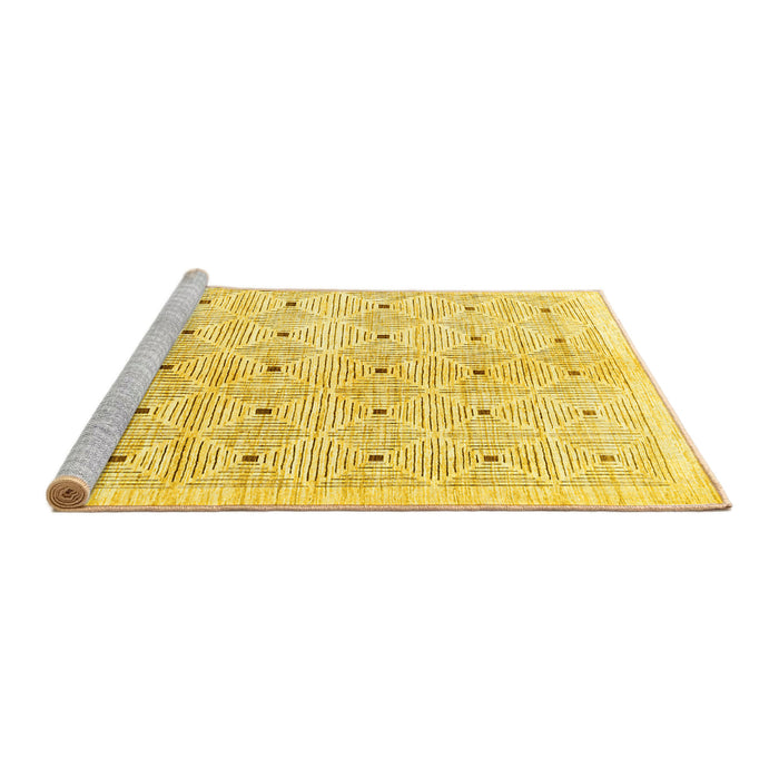 Sideview of Machine Washable Abstract Yellow Contemporary Rug, wshcon312yw