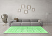 Machine Washable Abstract Emerald Green Contemporary Area Rugs in a Living Room,, wshcon312emgrn