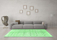 Machine Washable Abstract Emerald Green Contemporary Rug, wshcon312emgrn