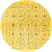 Round Abstract Yellow Contemporary Rug, con312yw