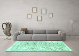 Machine Washable Abstract Turquoise Contemporary Area Rugs in a Living Room,, wshcon312turq