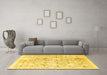 Machine Washable Abstract Yellow Contemporary Rug in a Living Room, wshcon312yw