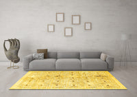 Machine Washable Abstract Yellow Contemporary Rug, wshcon312yw