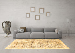 Machine Washable Abstract Brown Contemporary Rug in a Living Room,, wshcon312brn