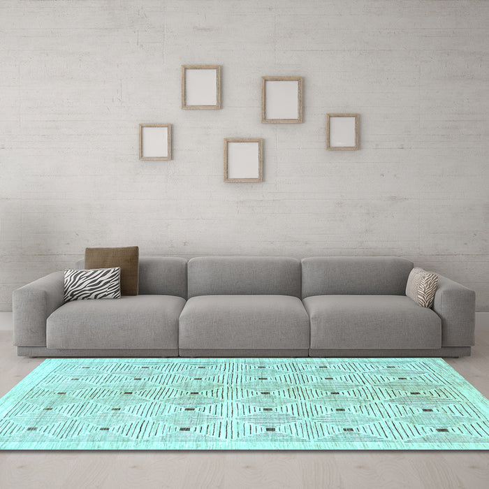 Machine Washable Abstract Light Blue Contemporary Rug in a Living Room, wshcon312lblu