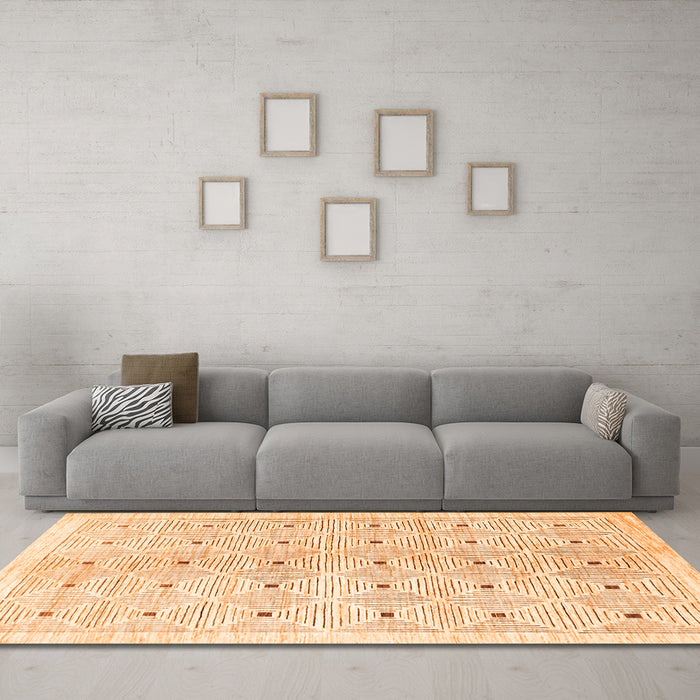 Machine Washable Abstract Orange Contemporary Area Rugs in a Living Room, wshcon312org