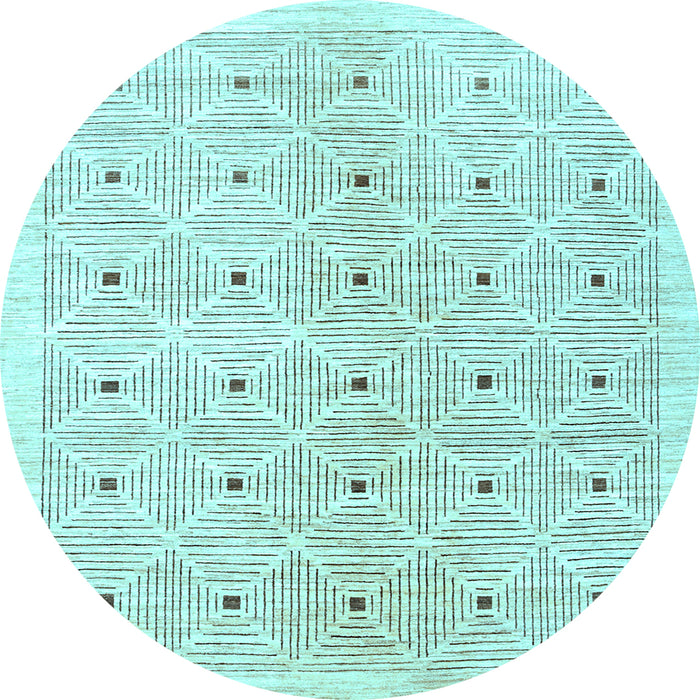 Round Machine Washable Abstract Light Blue Contemporary Rug, wshcon312lblu