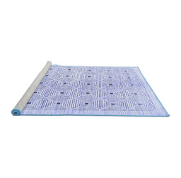 Sideview of Machine Washable Abstract Blue Contemporary Rug, wshcon312blu