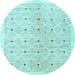 Round Abstract Light Blue Contemporary Rug, con312lblu