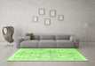 Machine Washable Abstract Green Contemporary Area Rugs in a Living Room,, wshcon312grn