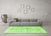 Machine Washable Abstract Green Contemporary Rug, wshcon312grn