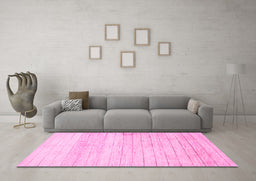Machine Washable Abstract Pink Contemporary Rug in a Living Room, wshcon313pnk