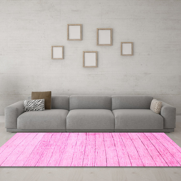 Machine Washable Abstract Pink Contemporary Rug in a Living Room, wshcon313pnk
