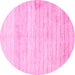 Round Machine Washable Abstract Pink Contemporary Rug, wshcon313pnk