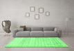 Machine Washable Abstract Emerald Green Contemporary Area Rugs in a Living Room,, wshcon313emgrn