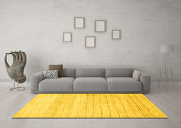 Machine Washable Abstract Yellow Contemporary Rug in a Living Room, wshcon313yw