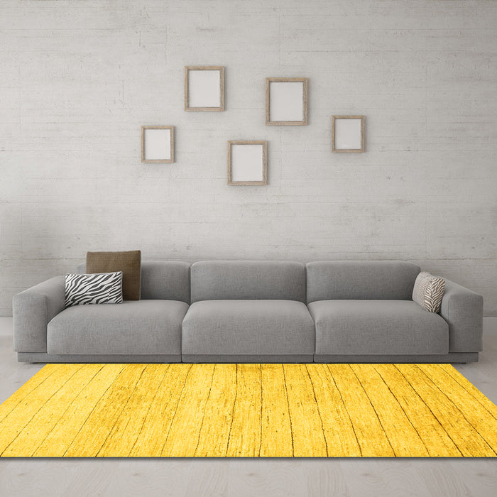 Machine Washable Abstract Yellow Contemporary Rug in a Living Room, wshcon313yw