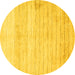 Round Abstract Yellow Contemporary Rug, con313yw