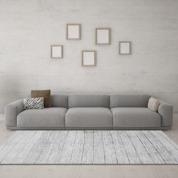 Machine Washable Abstract Gray Contemporary Rug in a Living Room,, wshcon313gry