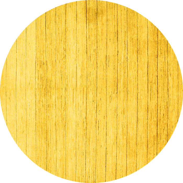 Round Machine Washable Abstract Yellow Contemporary Rug, wshcon313yw