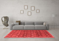 Machine Washable Abstract Red Contemporary Rug, wshcon314red