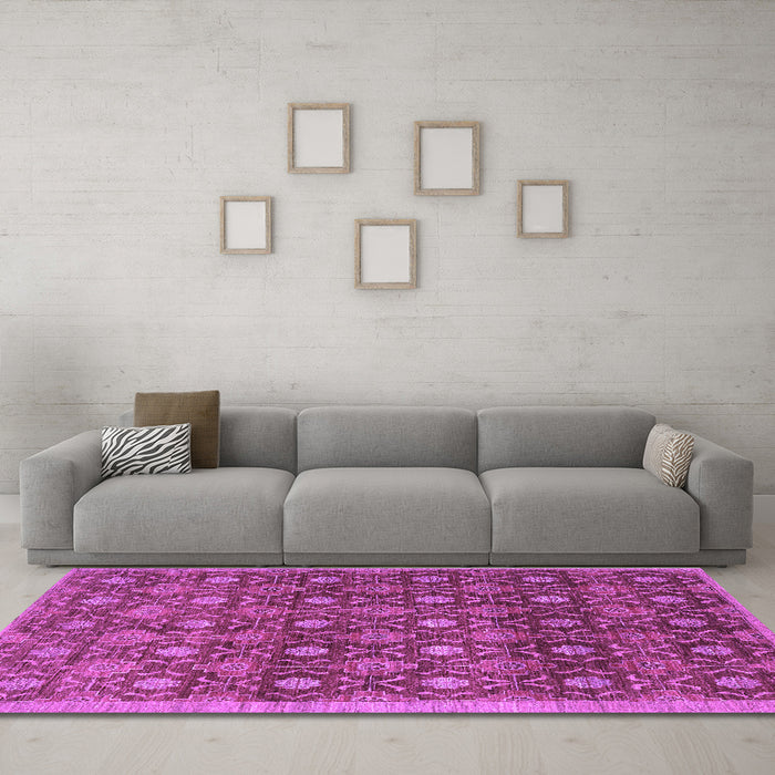 Machine Washable Abstract Purple Contemporary Area Rugs in a Living Room, wshcon314pur