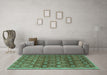 Machine Washable Abstract Turquoise Contemporary Area Rugs in a Living Room,, wshcon314turq