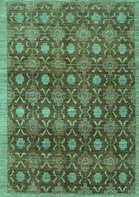 Abstract Turquoise Contemporary Rug, con314turq