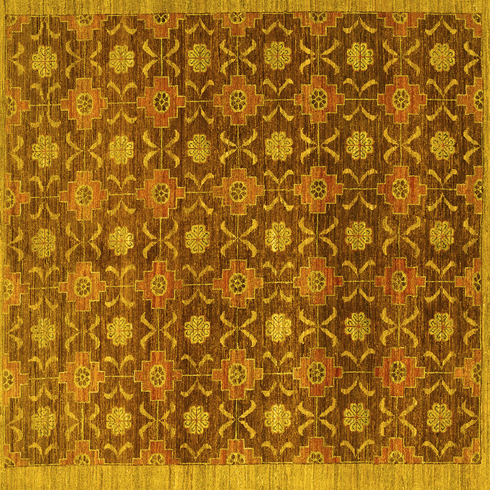 Square Machine Washable Abstract Yellow Contemporary Rug, wshcon314yw