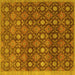 Square Machine Washable Abstract Yellow Contemporary Rug, wshcon314yw