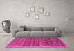 Machine Washable Abstract Pink Contemporary Rug in a Living Room, wshcon314pnk