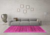 Machine Washable Abstract Pink Contemporary Rug, wshcon314pnk