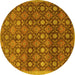 Round Machine Washable Abstract Yellow Contemporary Rug, wshcon314yw