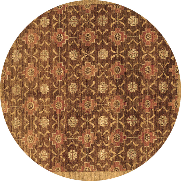 Round Machine Washable Abstract Brown Contemporary Rug, wshcon314brn