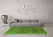 Machine Washable Abstract Green Contemporary Area Rugs in a Living Room,, wshcon314grn