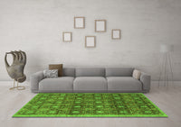 Machine Washable Abstract Green Contemporary Rug, wshcon314grn