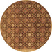 Round Abstract Brown Contemporary Rug, con314brn