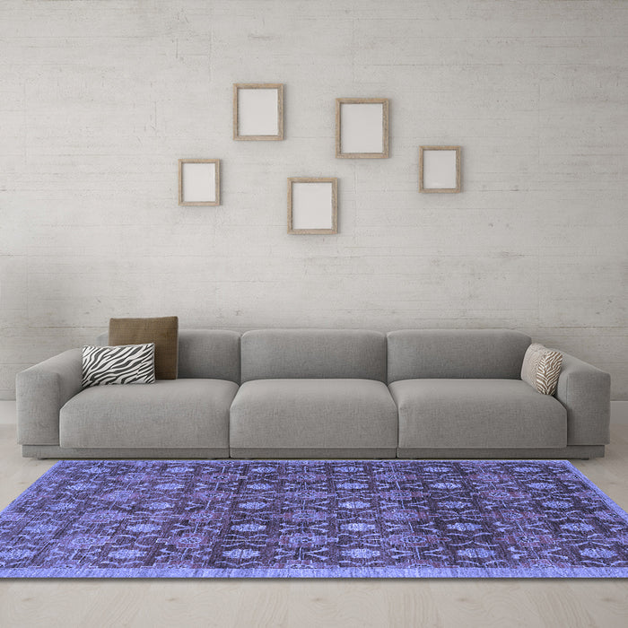 Machine Washable Abstract Blue Contemporary Rug in a Living Room, wshcon314blu