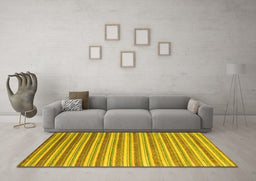 Machine Washable Abstract Yellow Contemporary Rug in a Living Room, wshcon315yw