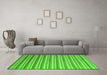 Machine Washable Abstract Green Contemporary Area Rugs in a Living Room,, wshcon315grn