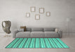 Machine Washable Abstract Turquoise Contemporary Area Rugs in a Living Room,, wshcon315turq